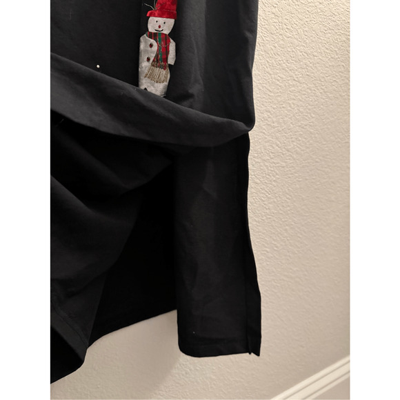 Vintage Karla Marie Applique Snowman Maxi Dress Black Slit Hem Size 2X - Picture 13 of 13